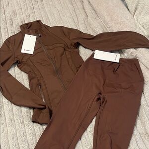 Lululemon Athletica Brown Jacket and Leggings Set